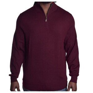 Club Room Men's Sweater Crew Neck 1/4 Zip Red Plum Pull Over Small NEW!